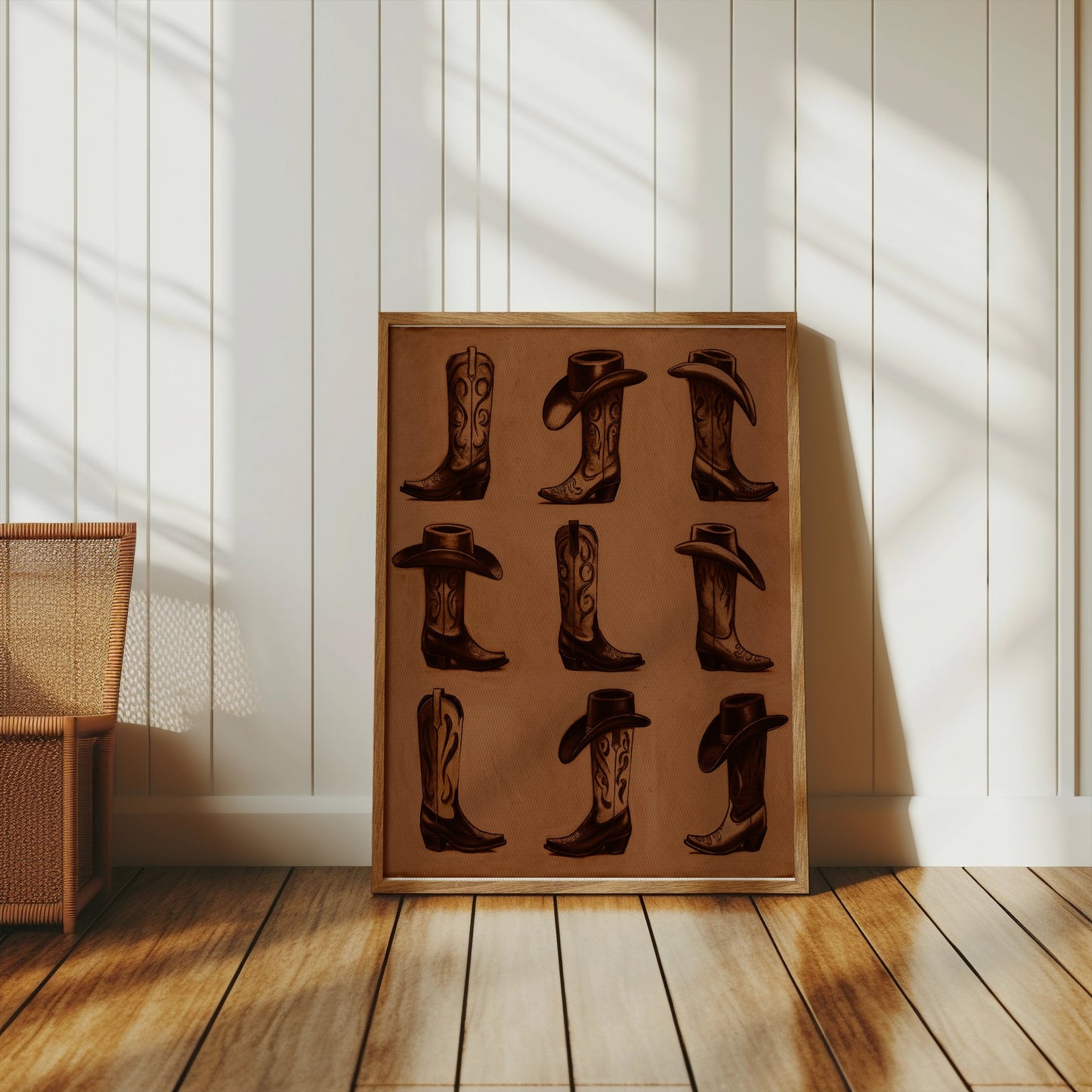 Premium Poster of Vintage Western Cowboy Hats and Boots Posters