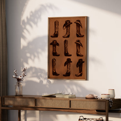Premium Poster of Vintage Western Cowboy Hats and Boots Posters
