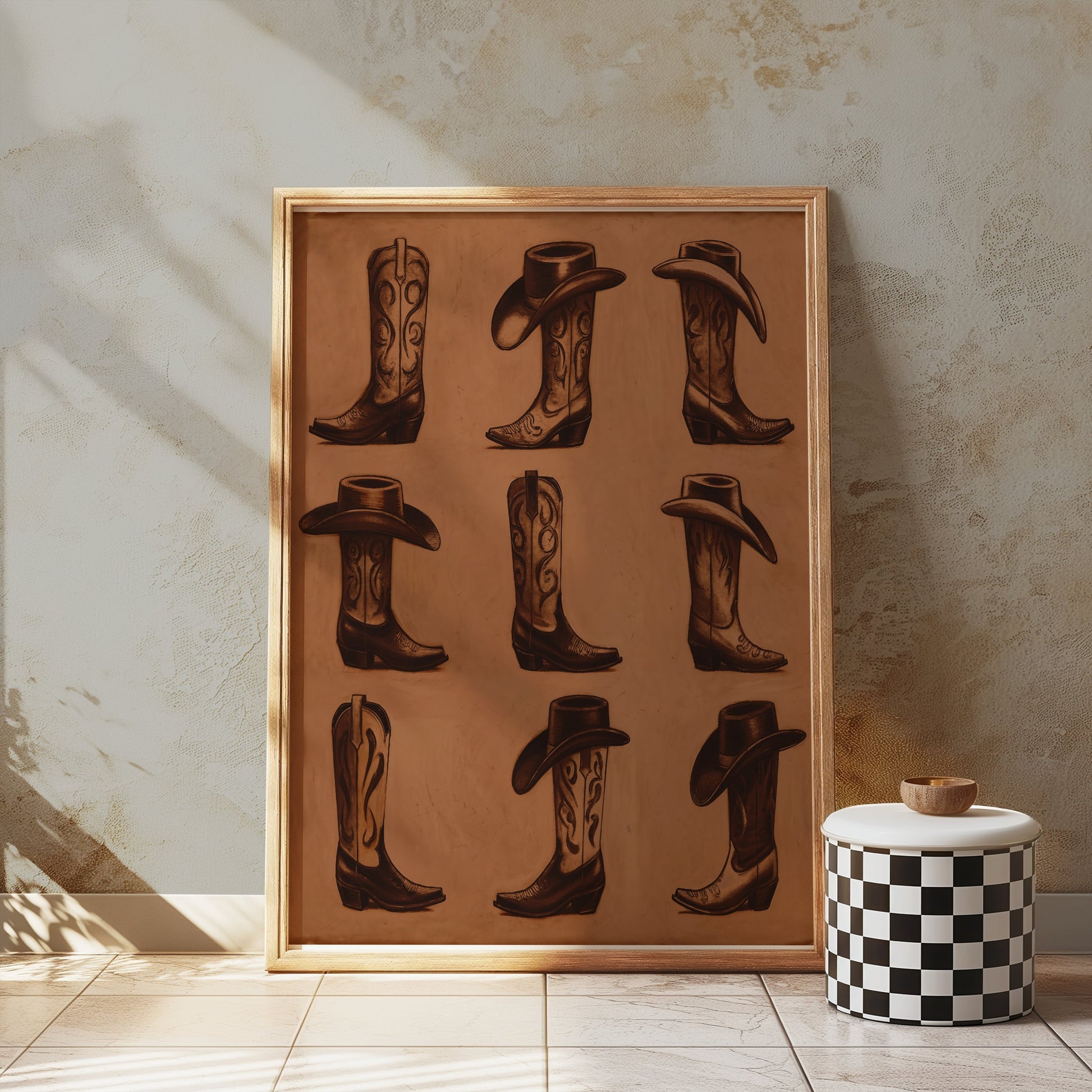 Premium Poster of Vintage Western Cowboy Hats and Boots Posters