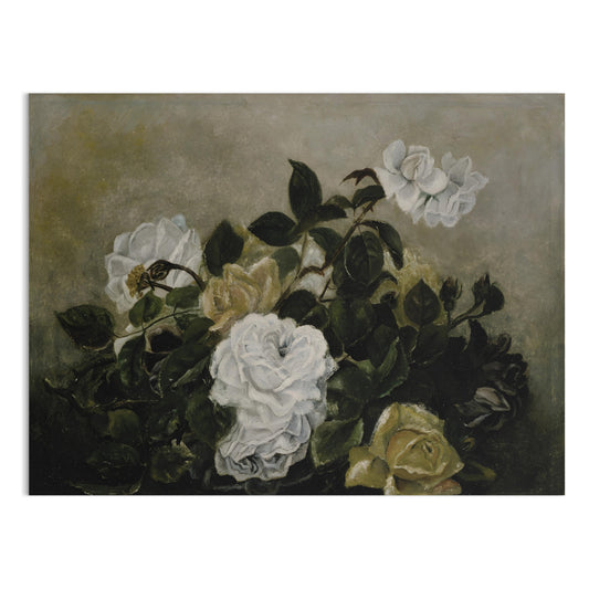 Premium Poster of Vintage White Roses Art Print Wall Decor Posters