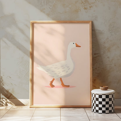 Premium Poster of Walking White Duck Art Illustration Print Posters