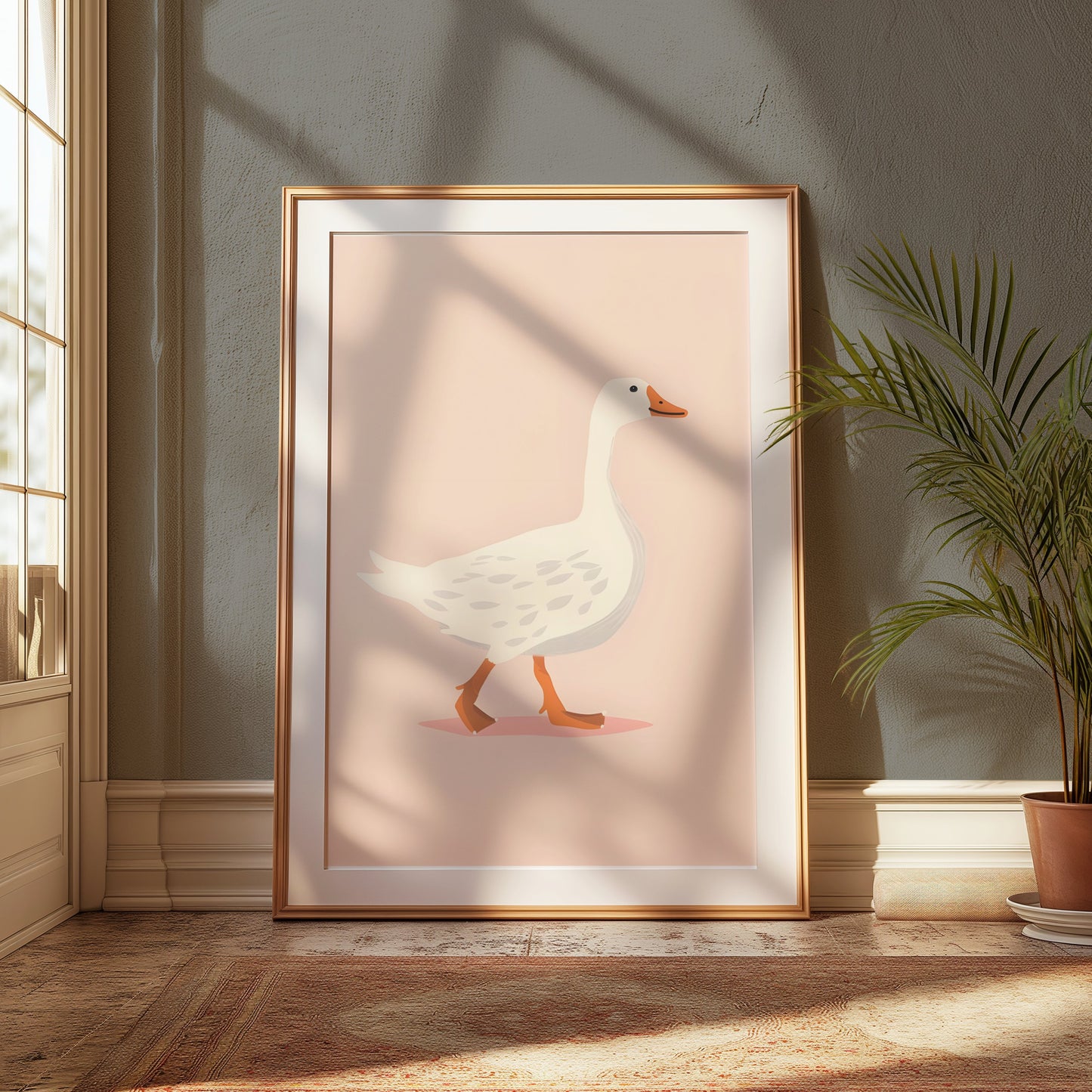 Premium Poster of Walking White Duck Art Illustration Print Posters