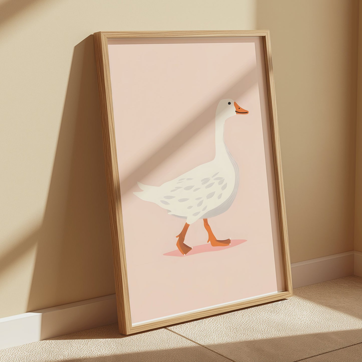 Premium Poster of Walking White Duck Art Illustration Print Posters