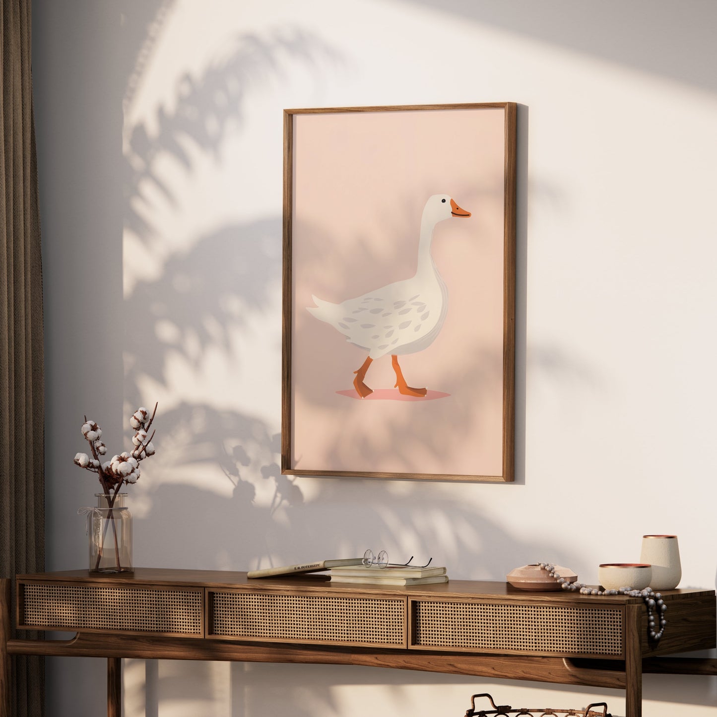 Premium Poster of Walking White Duck Art Illustration Print Posters