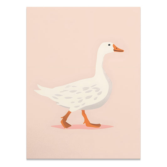 Premium Poster of Walking White Duck Art Illustration Print Posters