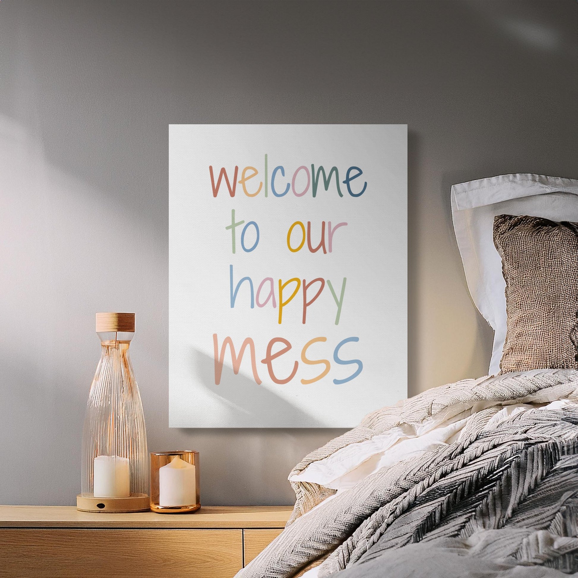 Premium Poster of Welcome to Our Happy Mess Nursery Canvas Wraps