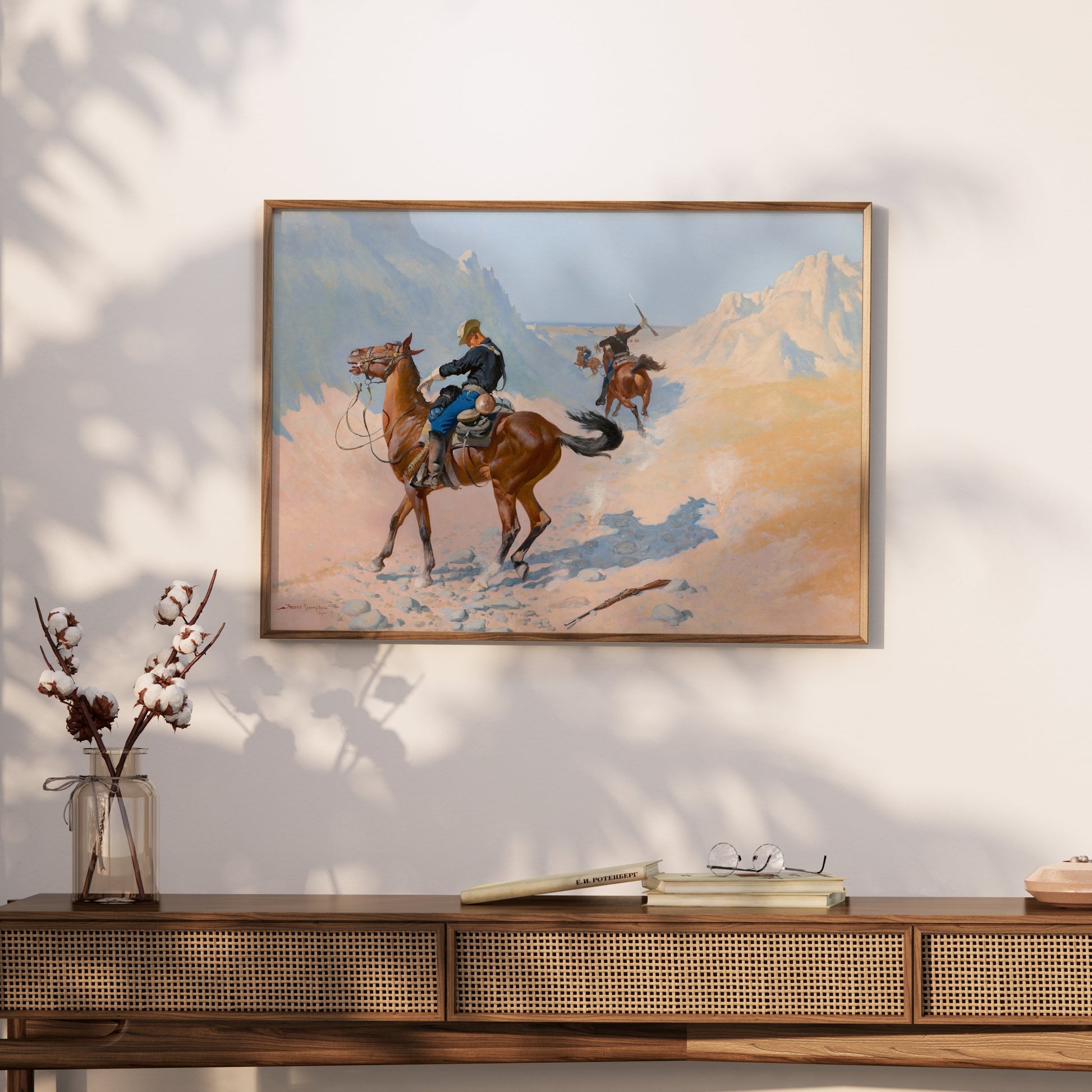 Premium Poster of Western Adventure Cowboys in the Desert Landscape Posters