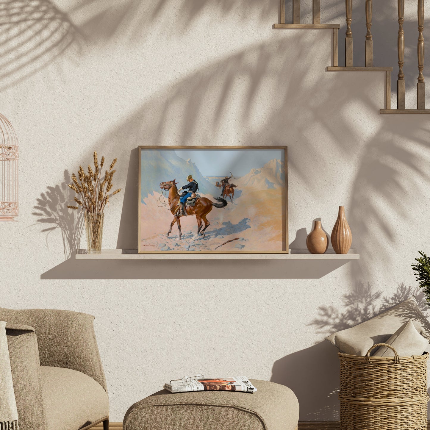 Premium Poster of Western Adventure Cowboys in the Desert Landscape Posters