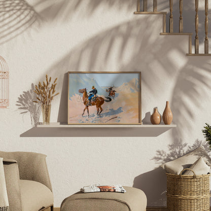 Premium Poster of Western Adventure Cowboys in the Desert Landscape Posters
