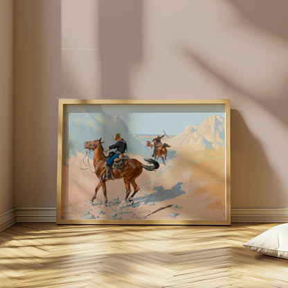 Premium Poster of Western Adventure Cowboys in the Desert Landscape Posters