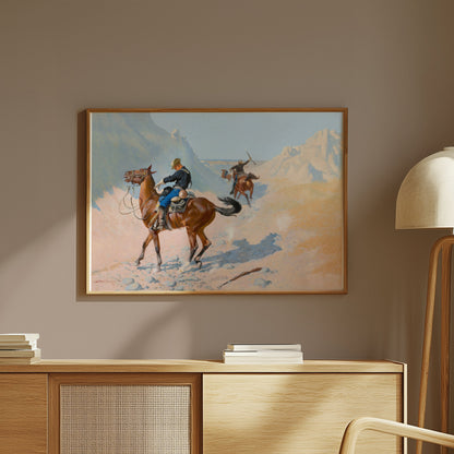 Premium Poster of Western Adventure Cowboys in the Desert Landscape Posters