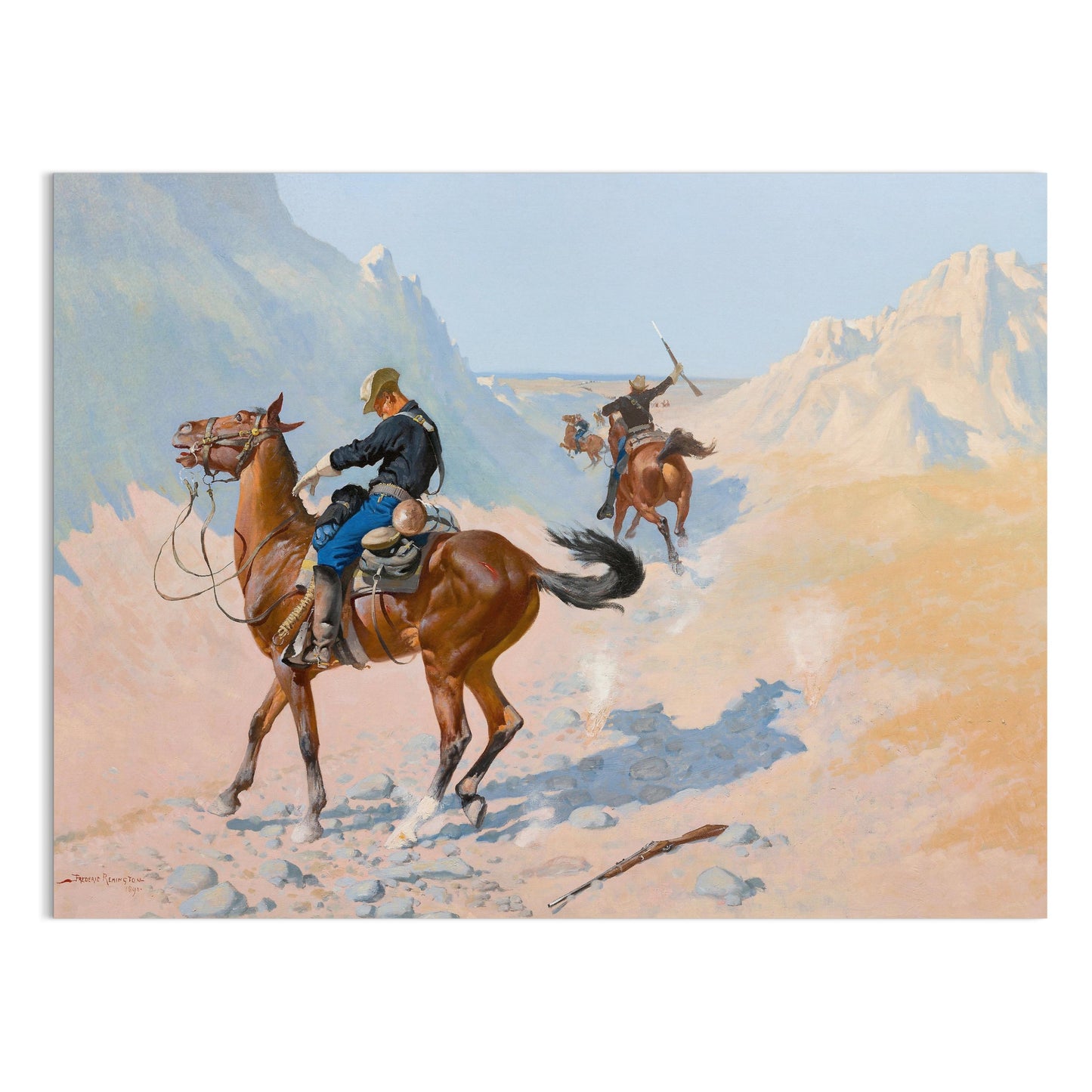 Premium Poster of Western Adventure Cowboys in the Desert Landscape Posters