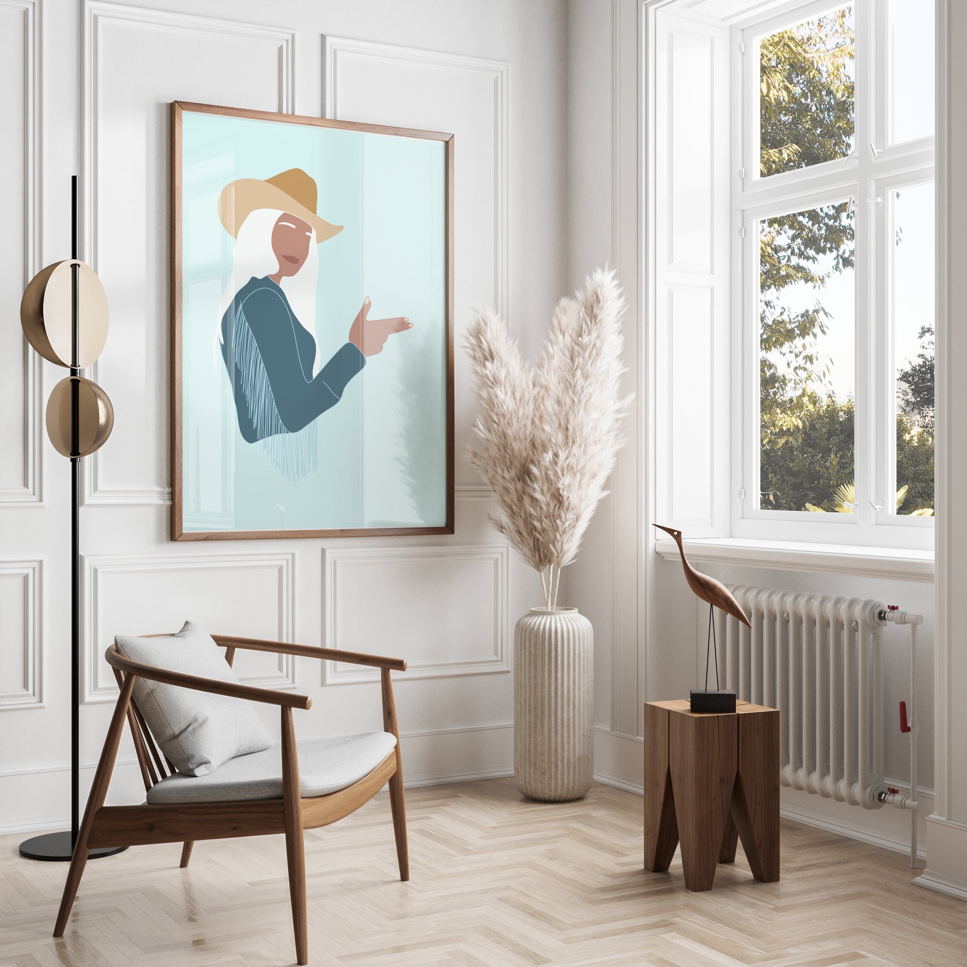 Premium Poster of Western Style Art with Woman in Cowboy Hat Posters