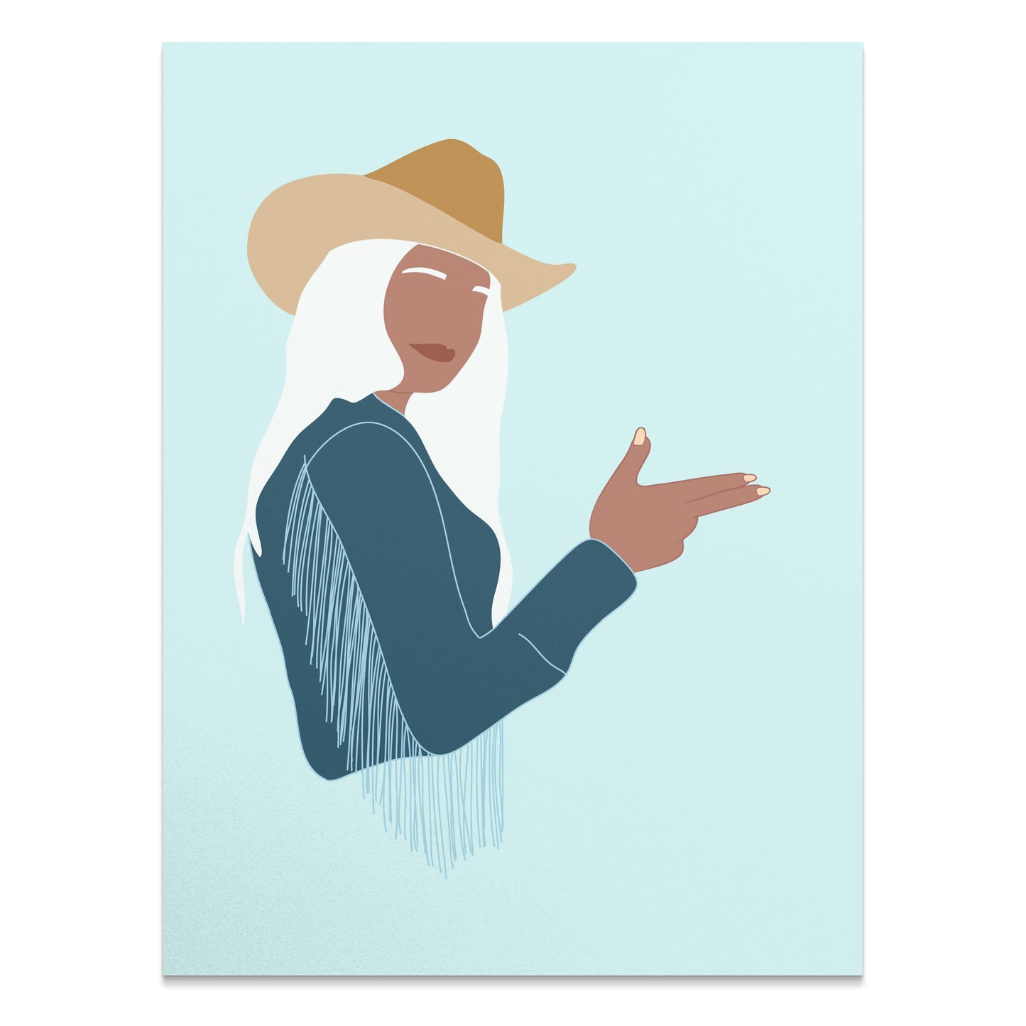 Premium Poster of Western Style Art with Woman in Cowboy Hat Posters