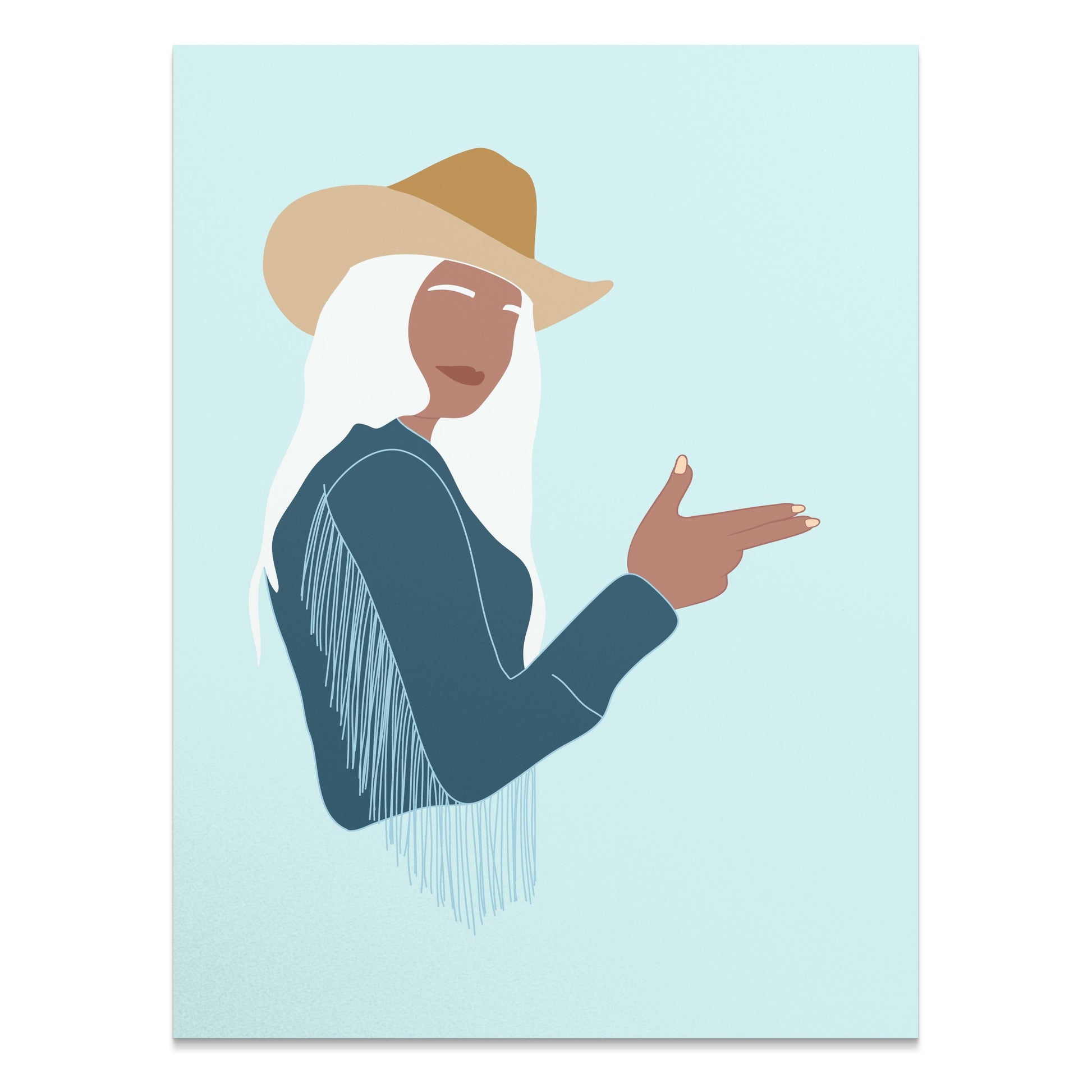 Premium Poster of Western Style Art with Woman in Cowboy Hat Posters