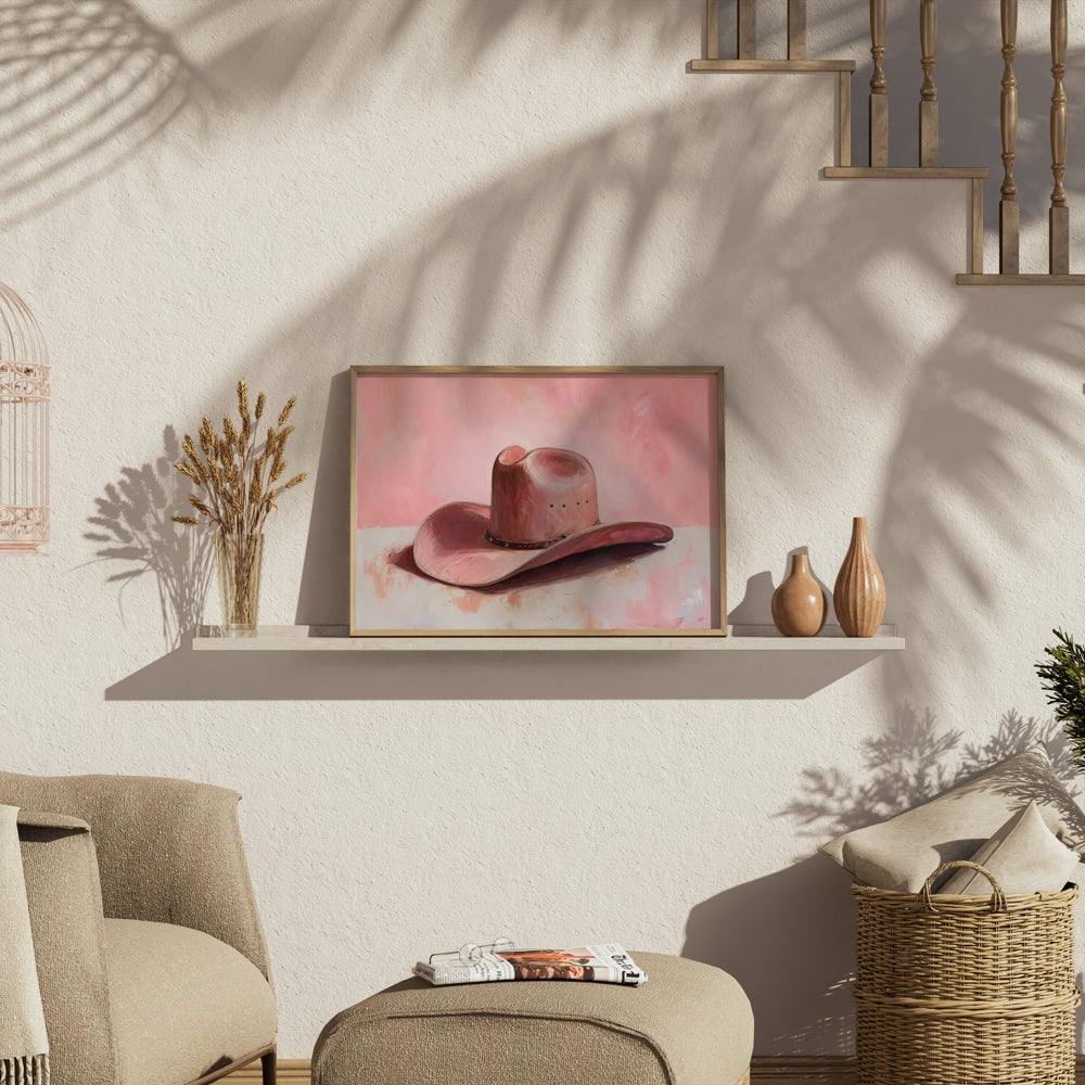 Premium Poster of Western Theme Pink Hat Artwork Posters