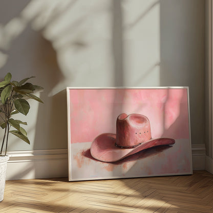 Premium Poster of Western Theme Pink Hat Artwork Posters