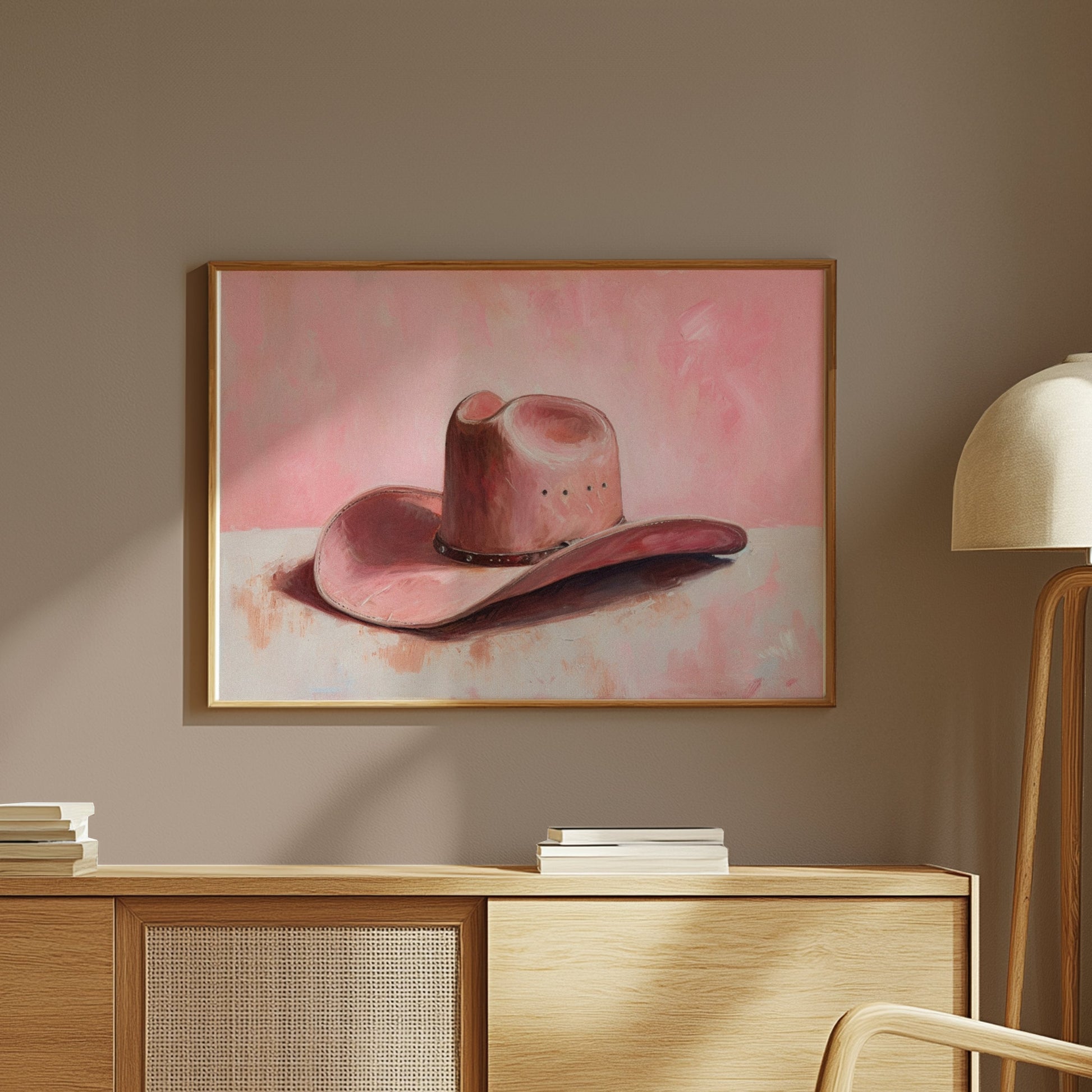 Premium Poster of Western Theme Pink Hat Artwork Posters