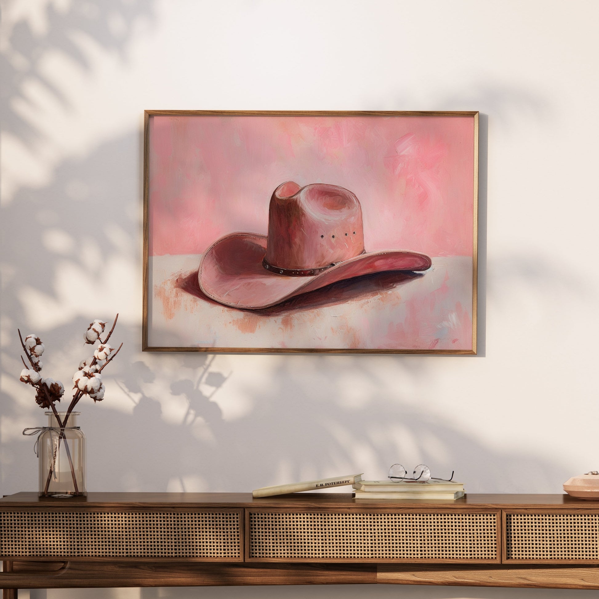 Premium Poster of Western Theme Pink Hat Artwork Posters