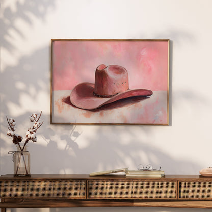 Premium Poster of Western Theme Pink Hat Artwork Posters