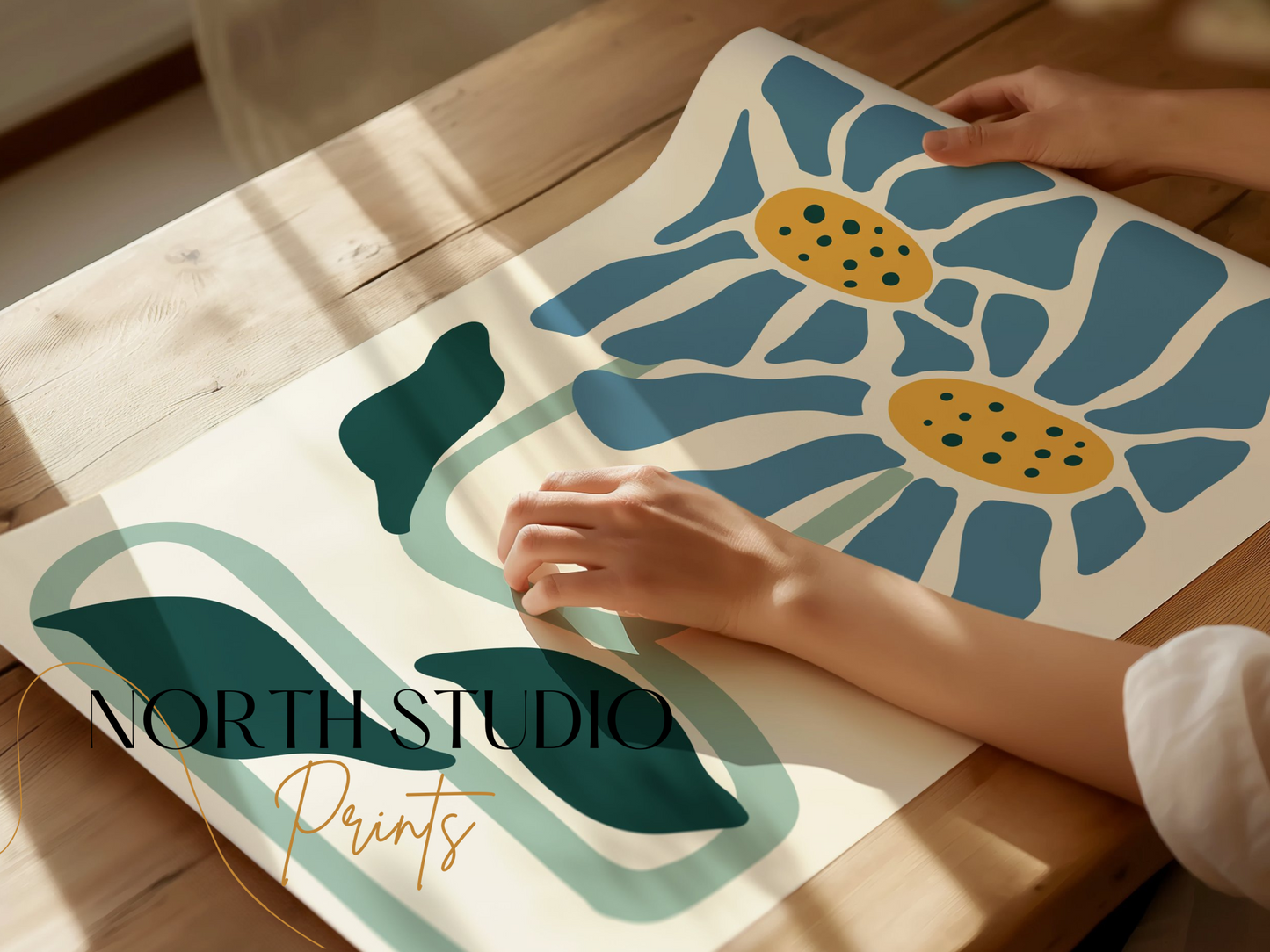 Premium Poster of Whimsical Blue and Yellow Floral Art Print Posters