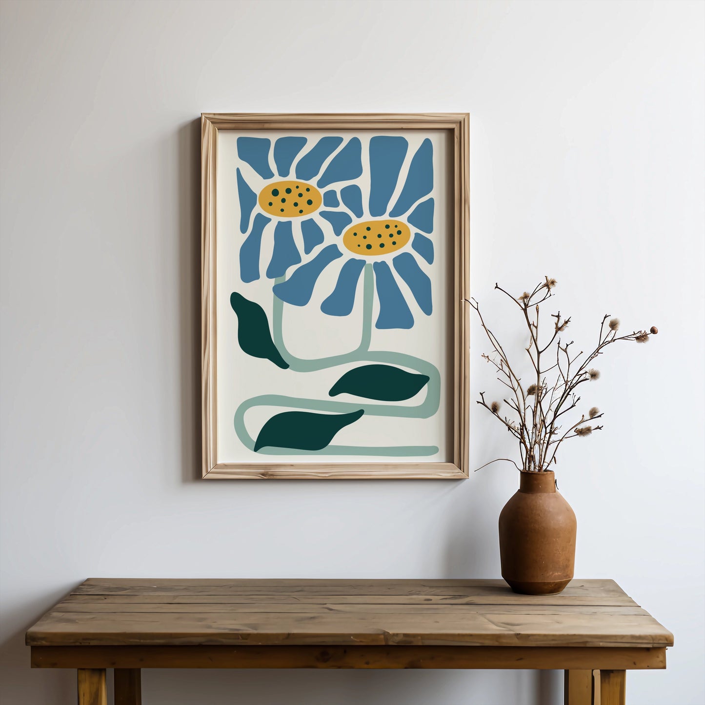 Premium Poster of Whimsical Blue and Yellow Floral Art Print Posters