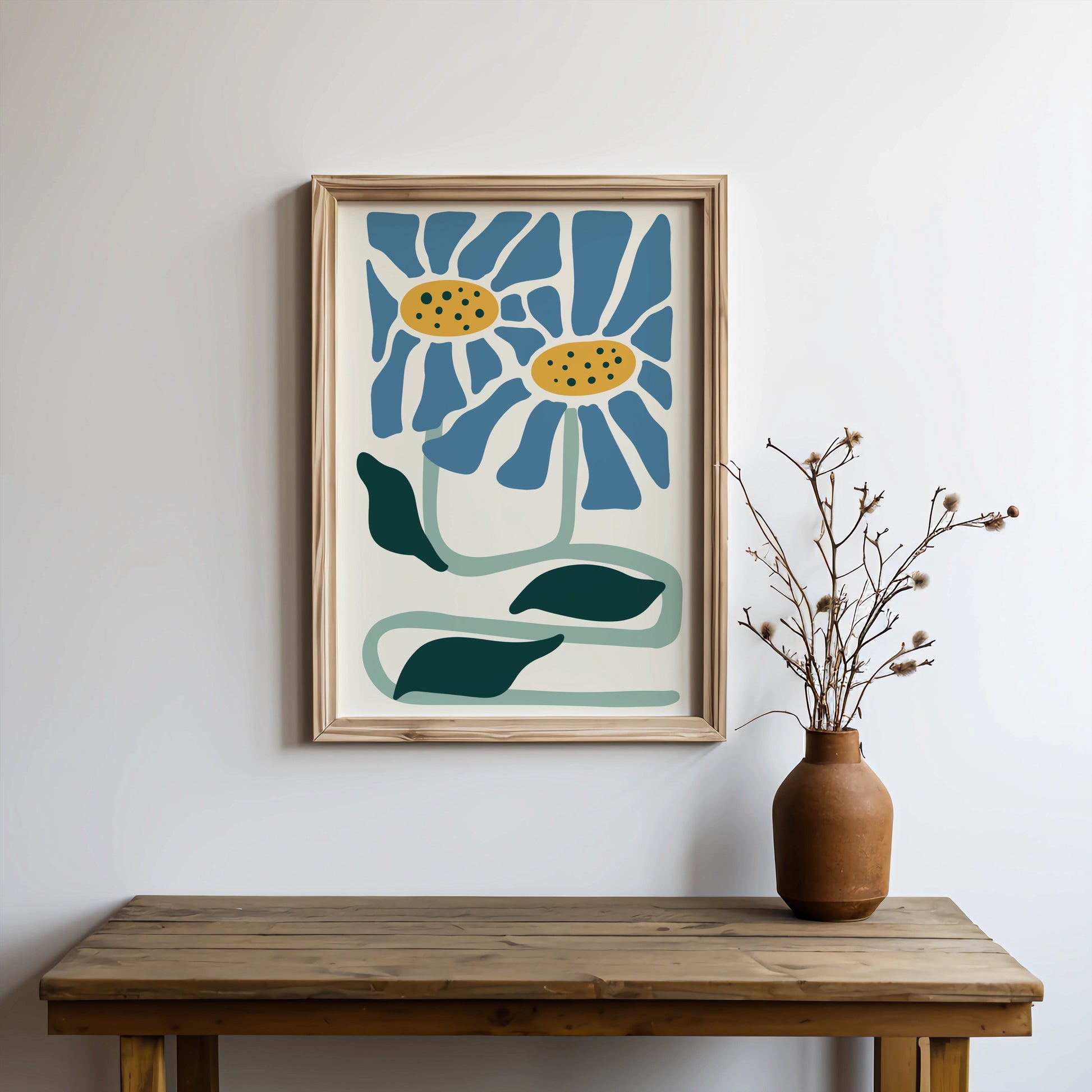 Premium Poster of Whimsical Blue and Yellow Floral Art Print Posters