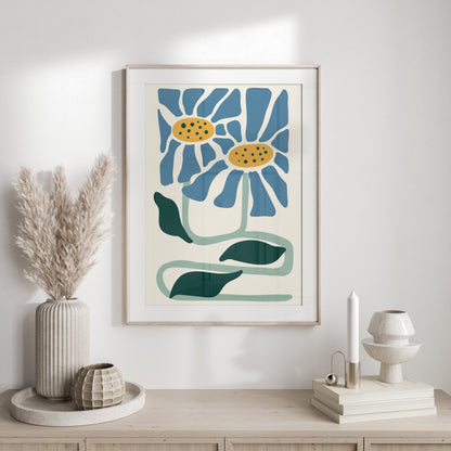 Premium Poster of Whimsical Blue and Yellow Floral Art Print Posters