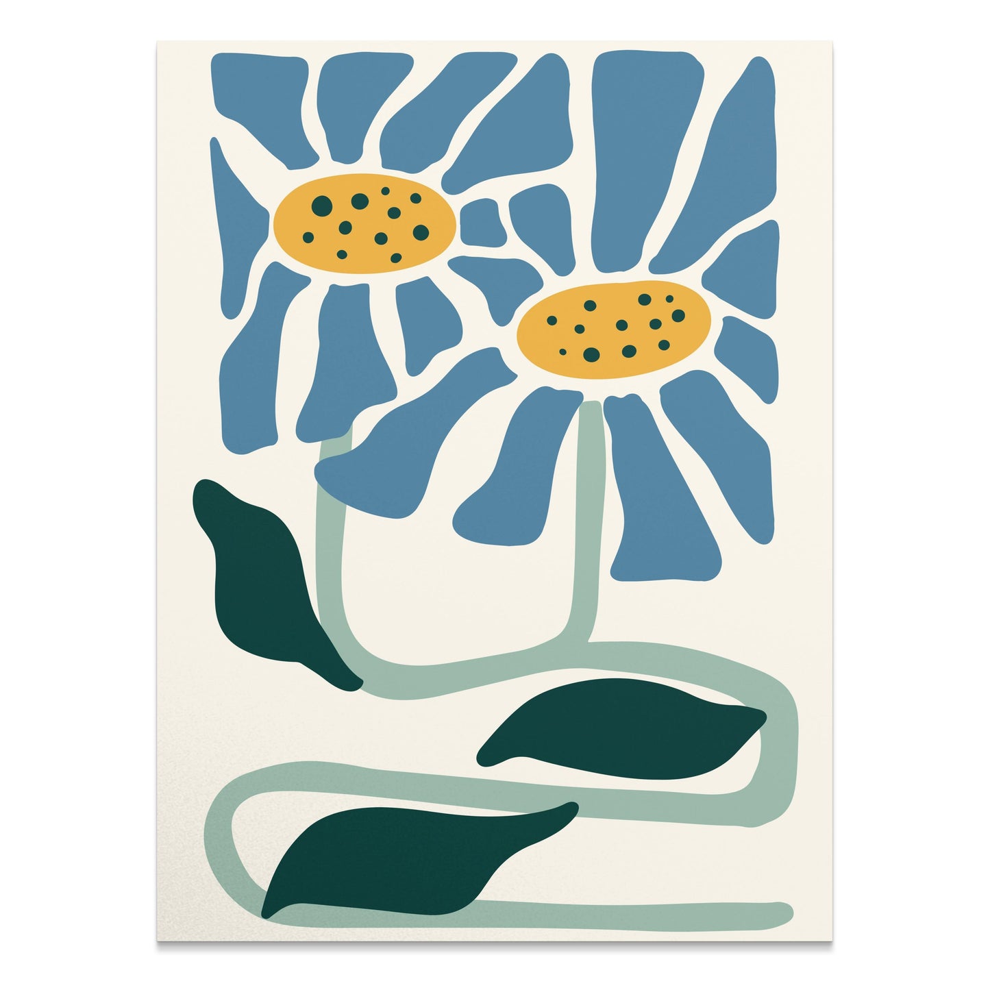 Premium Poster of Whimsical Blue and Yellow Floral Art Print Posters