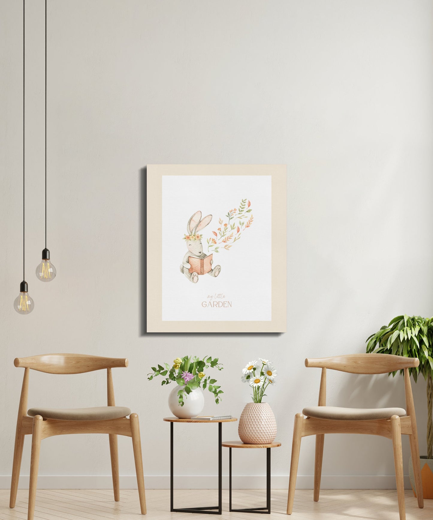 Premium Poster of Whimsical Bunny Reading My Little Garden Canvas Wraps