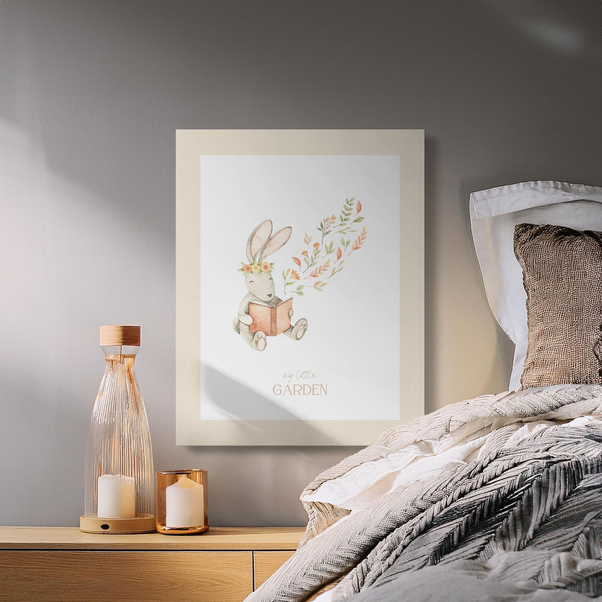 Premium Poster of Whimsical Bunny Reading My Little Garden Canvas Wraps