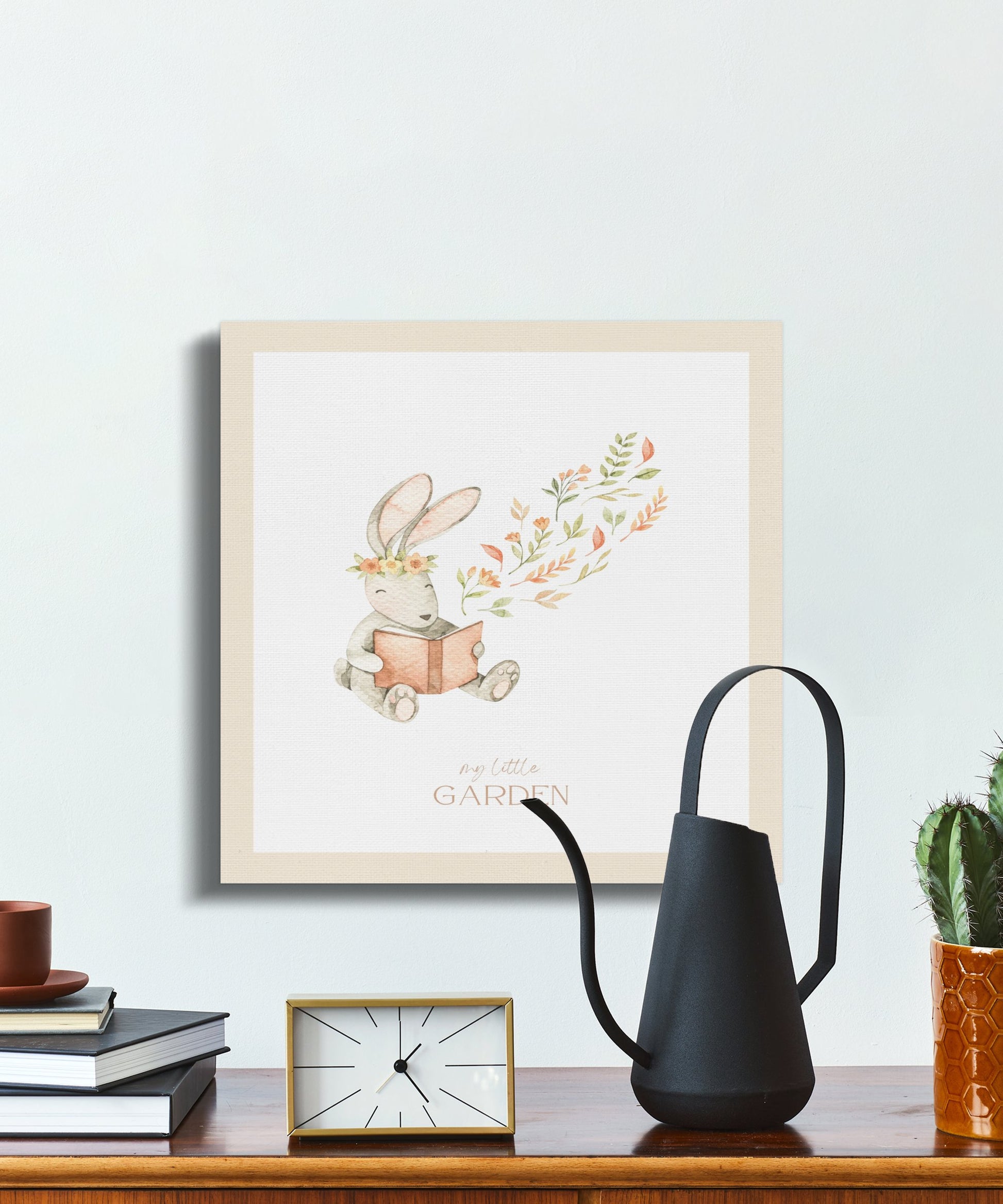 Premium Poster of Whimsical Bunny Reading My Little Garden Canvas Wraps