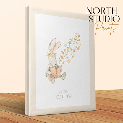 Premium Poster of Whimsical Bunny Reading My Little Garden Canvas Wraps