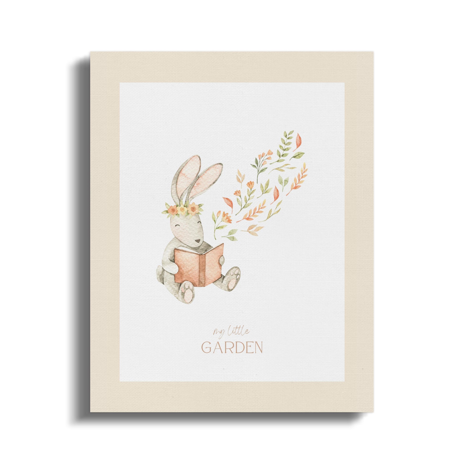 Premium Poster of Whimsical Bunny Reading My Little Garden Canvas Wraps