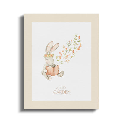 Premium Poster of Whimsical Bunny Reading My Little Garden Canvas Wraps