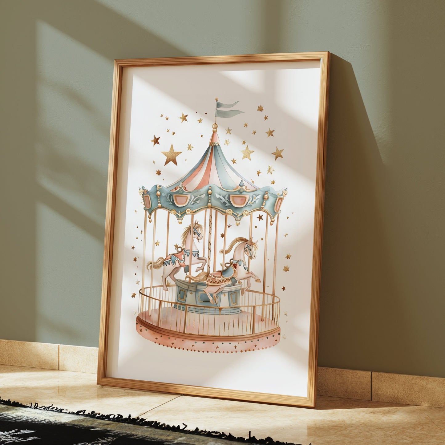 Premium Poster of Whimsical Carousel Horses Ride Fantasy Art Print Posters