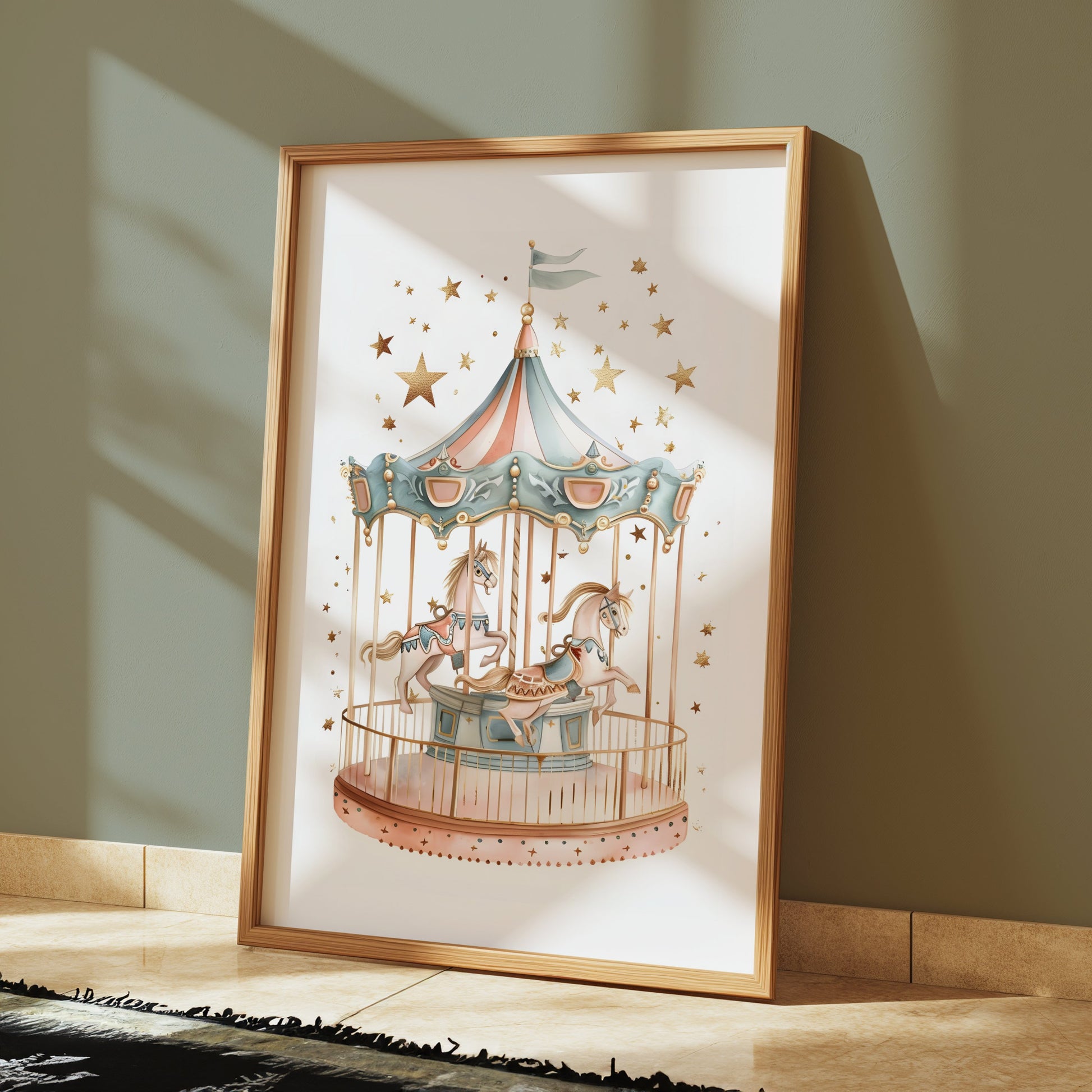 Premium Poster of Whimsical Carousel Horses Ride Fantasy Art Print Posters
