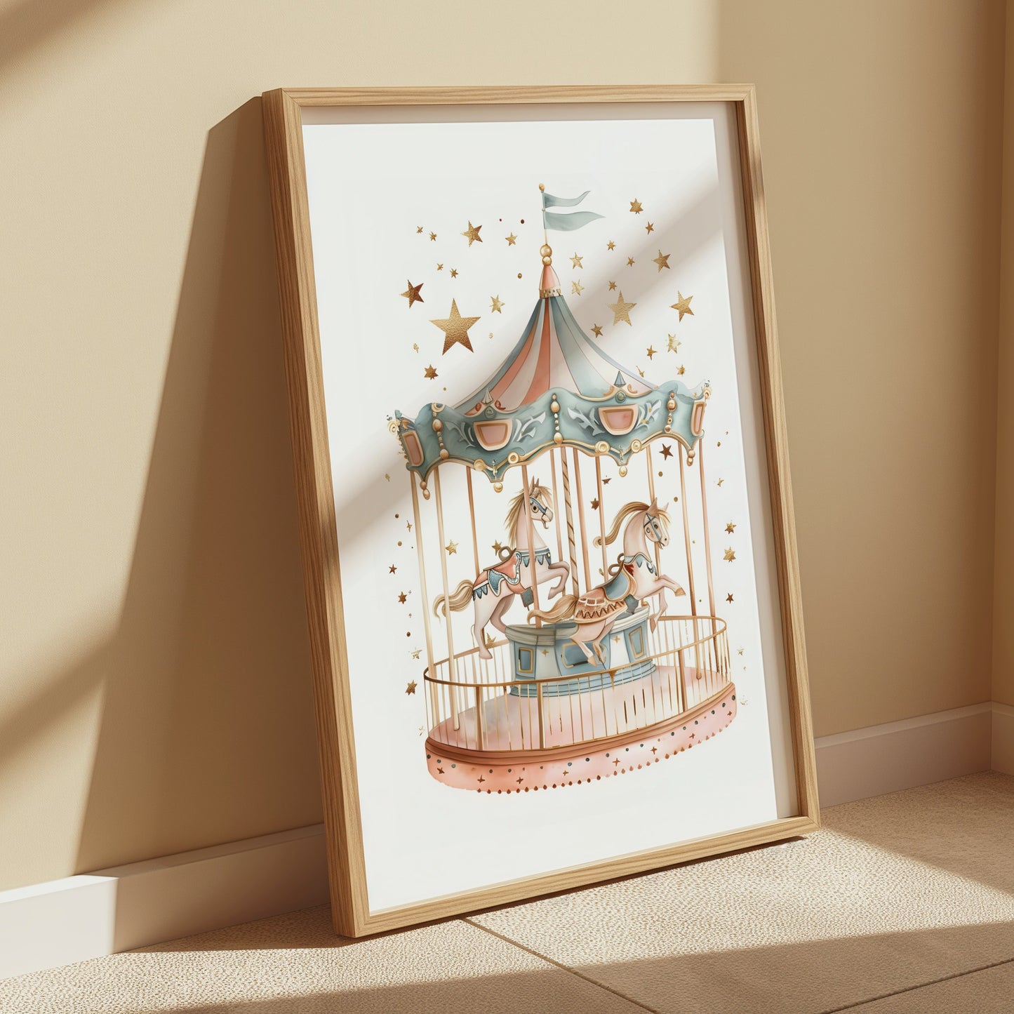 Premium Poster of Whimsical Carousel Horses Ride Fantasy Art Print Posters