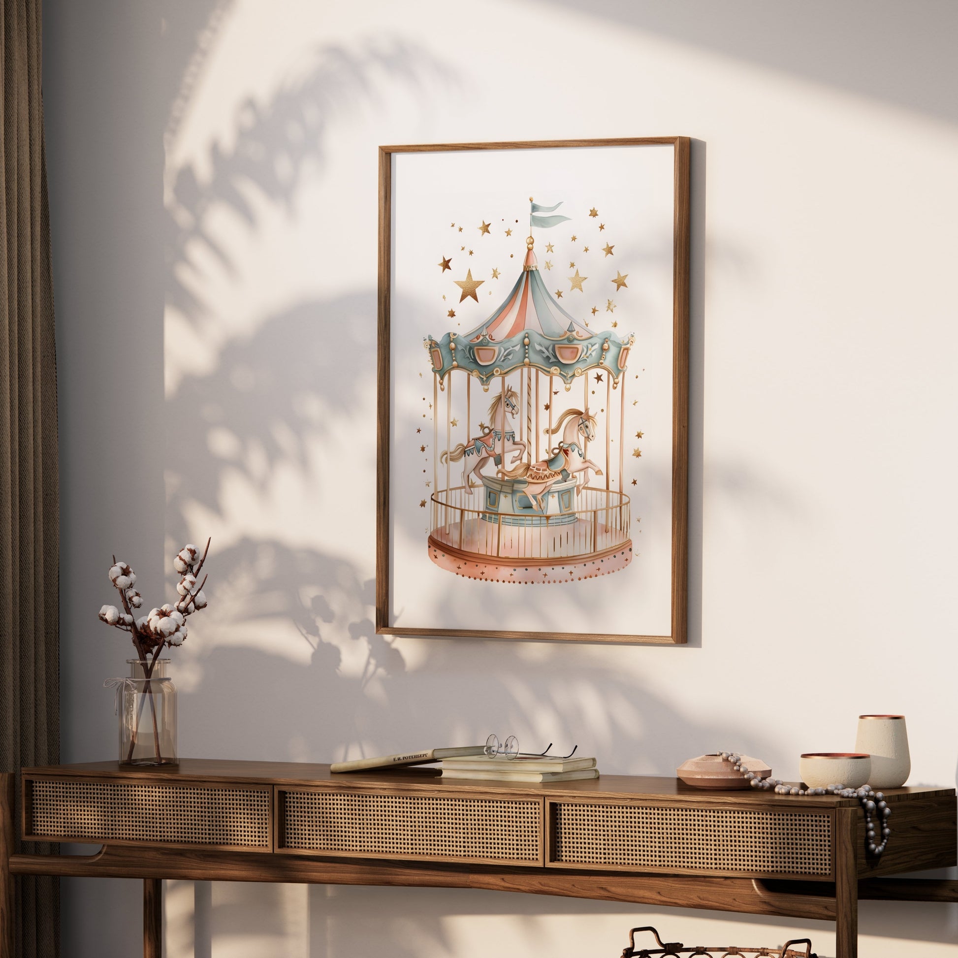 Premium Poster of Whimsical Carousel Horses Ride Fantasy Art Print Posters