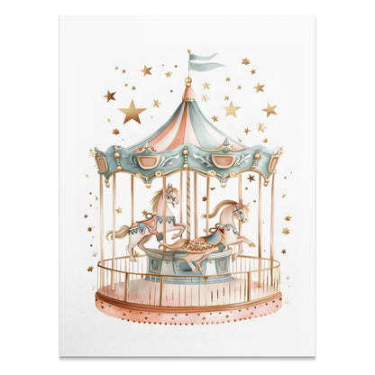Premium Poster of Whimsical Carousel Horses Ride Fantasy Art Print Posters