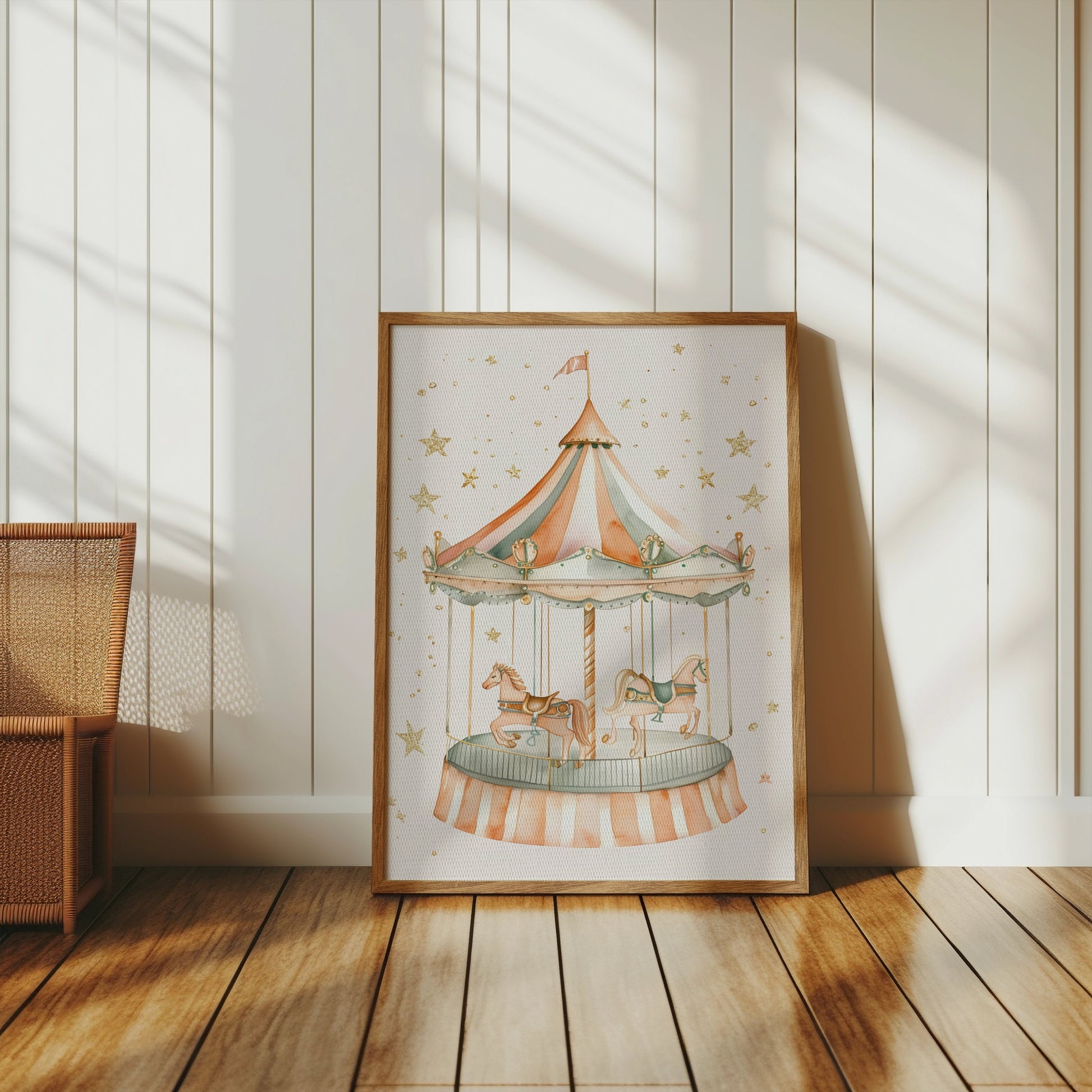 Premium Poster of Whimsical Carousel with Horses and Stars Art Posters