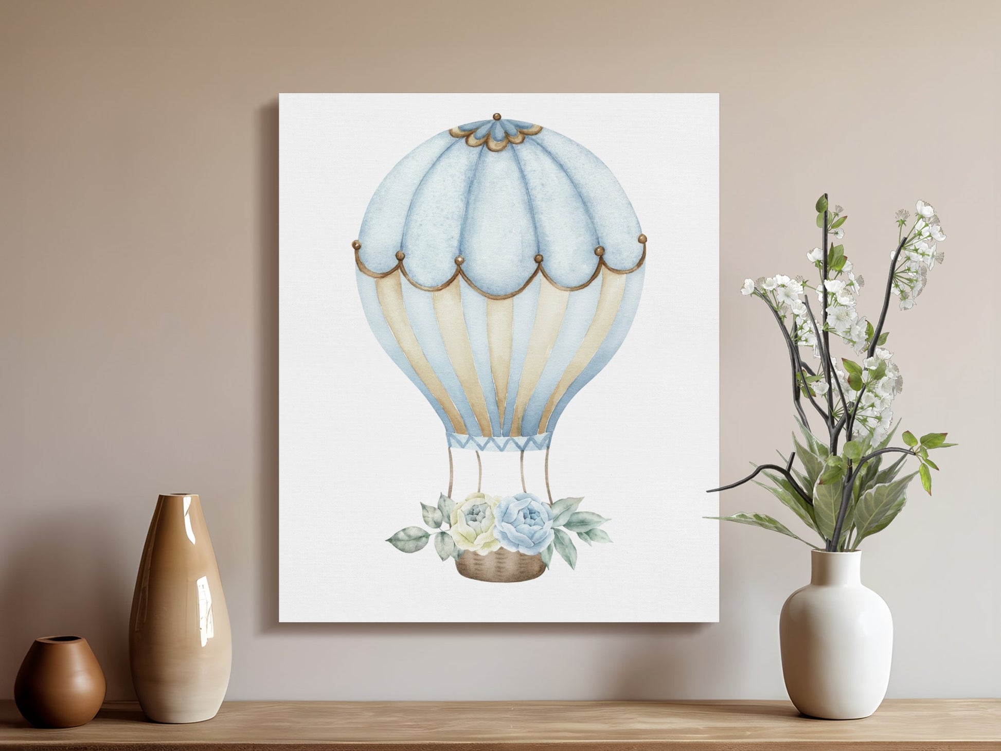 Premium Poster of Whimsical Hot Air Balloon Nursery Wall Art Canvas Wraps