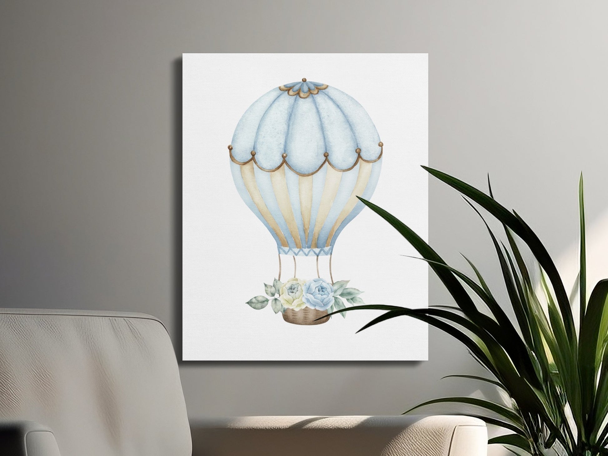 Premium Poster of Whimsical Hot Air Balloon Nursery Wall Art Canvas Wraps