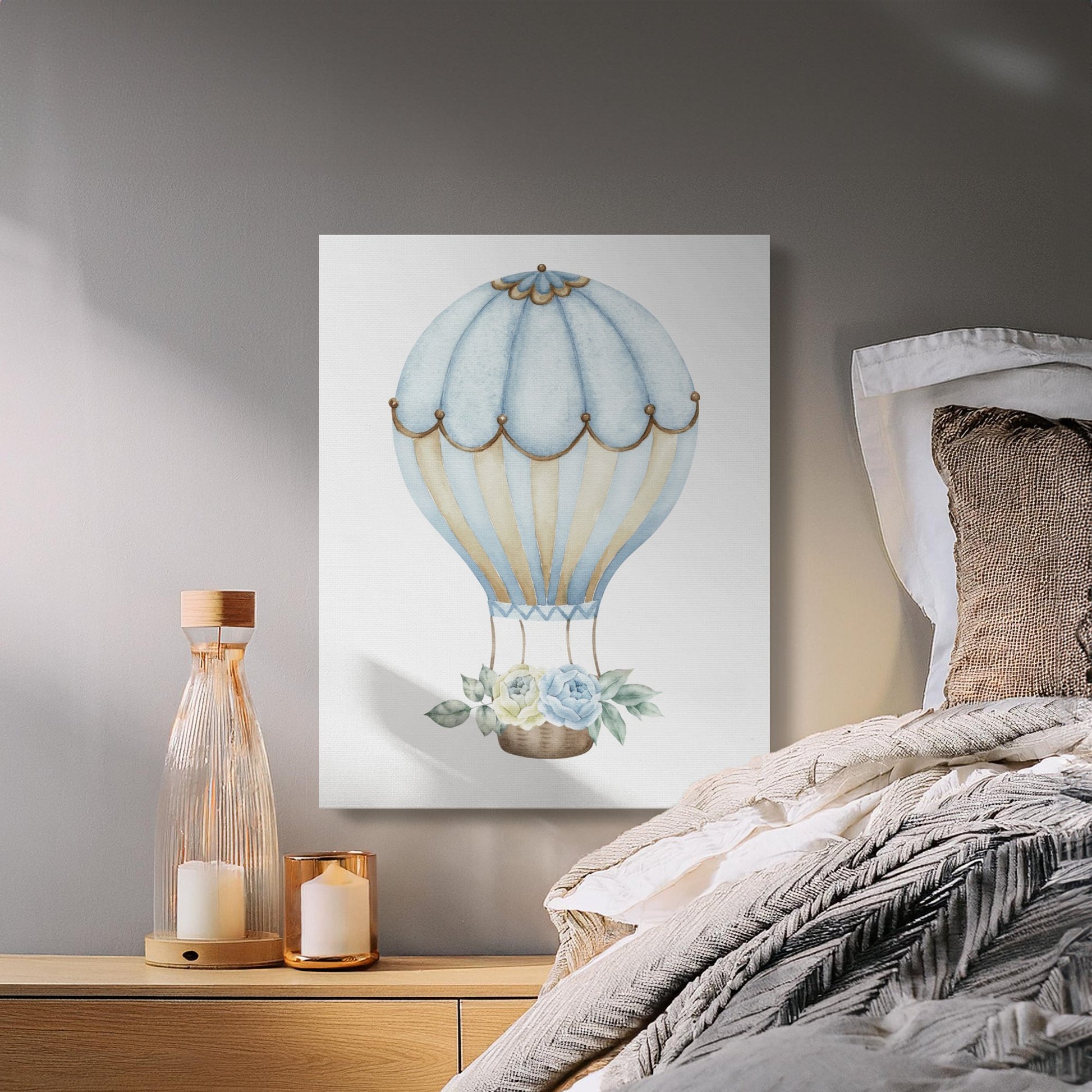 Premium Poster of Whimsical Hot Air Balloon Nursery Wall Art Canvas Wraps