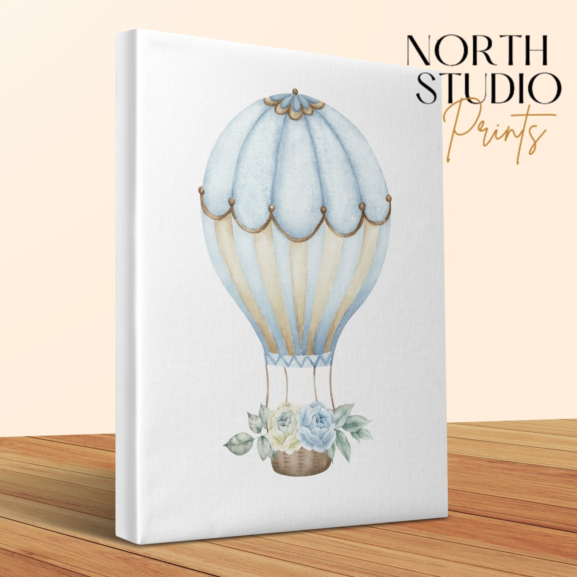Premium Poster of Whimsical Hot Air Balloon Nursery Wall Art Canvas Wraps
