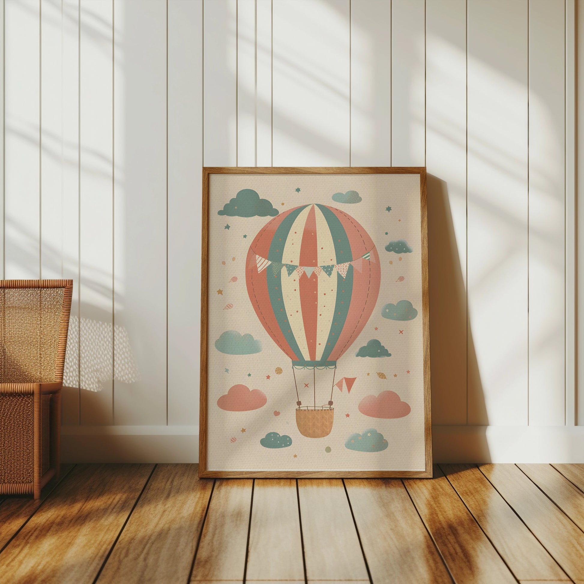 Premium Poster of Whimsical Hot Air Balloon and Clouds Wall Art Posters