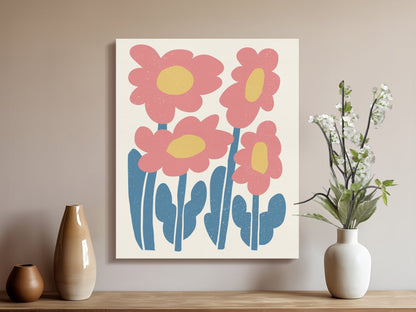 Premium Poster of Whimsical Pink Flower Illustration Canvas Wraps