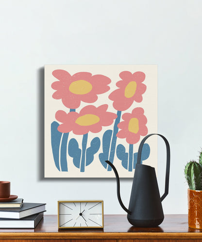 Premium Poster of Whimsical Pink Flower Illustration Canvas Wraps