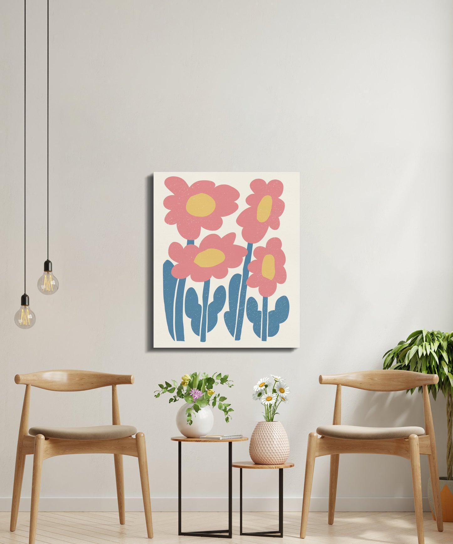Premium Poster of Whimsical Pink Flower Illustration Canvas Wraps