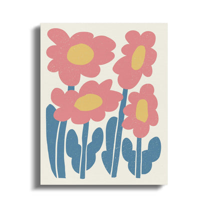Premium Poster of Whimsical Pink Flower Illustration Canvas Wraps